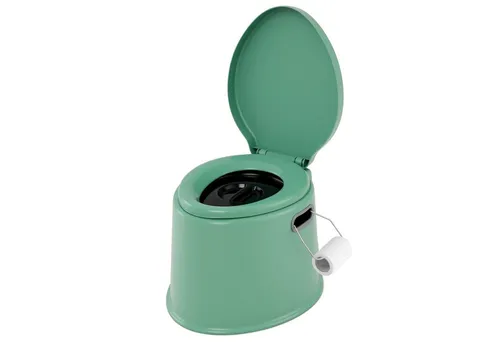 COSTWAY Campingtoilette, tragbar, mit abnehmbarem Eimer, Papierhalter