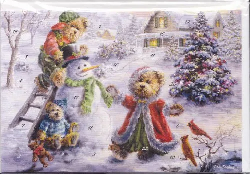 KORSCH VERLAG Adventskalenderkarte Teddys und Schneemann von Korsch Verlag