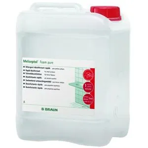 B.Braun Desinfektionsmittel Meliseptol Foam pure, 5L Kanister - Wundbehandlungsmittel für schnelle Flächendesinfektion, ideal für empfindliche Oberflächen. Wirksam gegen Bakterien, Pilze und Viren, auch für alkoholempfindliche Flächen geeignet.