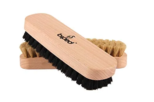 biped 2 Stück Set - Buchenholz Schuhbürste mit Naturborsten - für die Reinigung oder Politur z2345(1 x hell / 1 x dunkel)