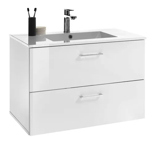 BEST Waschbeckenunterschrank hängend in Weiß mit Softclose Schubladen - Unterschrank fürs Bad mit modernem Design und viel Stauraum. Inklusive Waschbecken und LED-Beleuchtung, ideal für ein aufgeräumtes Badezimmer.