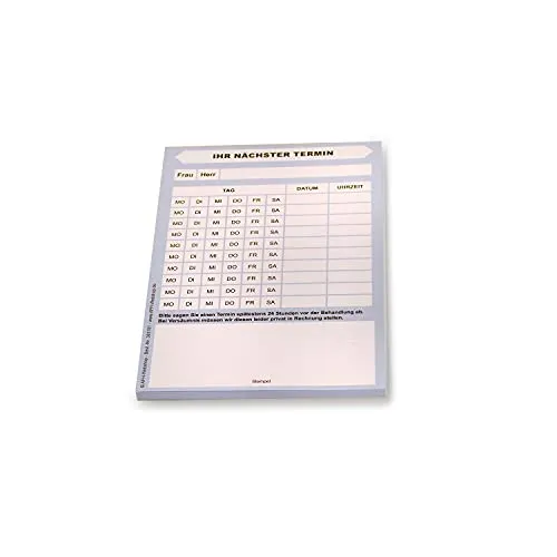 Terminblöcke mit je 50 Terminzettel | Terminblock | Terminzettelblock | Für Ärzte, Mediziner und Therapeuten | DIN A7 10