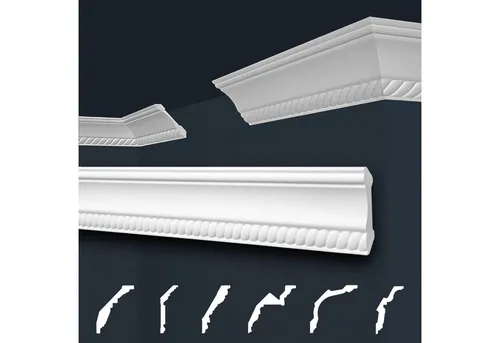 marbet design Stuckleiste B-07, 2 Meter, Deckenleisten Sparpaket aus Styropor EPS - Stuckleisten gemustert, leicht im traditionellen Design - 1 Stück / 2 Meter
