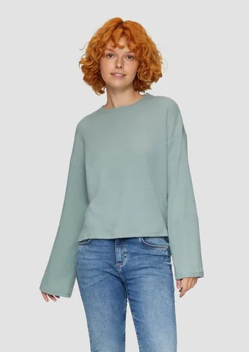 QS Langarmshirt T-Shirt Flauschiges Rippshirt in melierter Optik