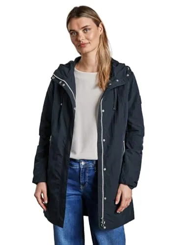 Street One Damen Langer Windbreaker - Funktionsjacken mit Kapuze, seitlichen Reißverschlusstaschen und verdecktem Reißverschluss – bequem und modisch für jede Wetterlage.