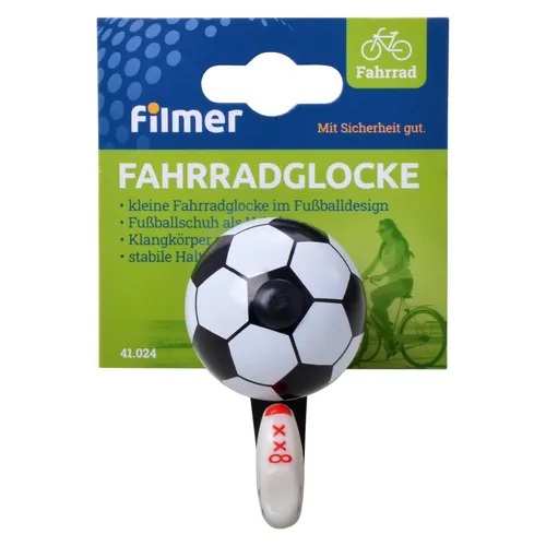 MTB Fahrradglocke Fussball Klingel mit Alu Deckel im Fußball Design 35mm