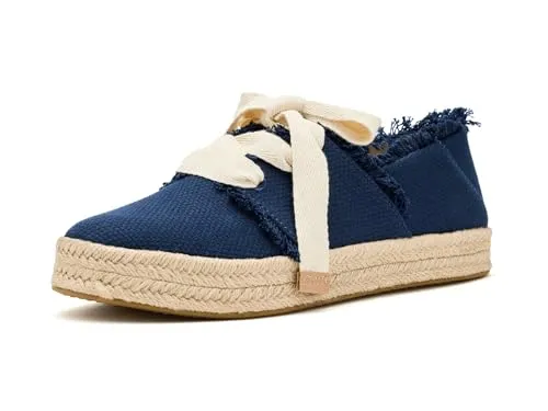 TOMS Carolina Damen Schnür-Sneaker, Marineblau, 7 - Stylische Schnür-Sneaker mit ausgefransten Details. Die herausnehmbaren CloudBound-Einlegesohlen bieten ganztägigen Komfort. Perfekt für modebewusste Frauen, die Wert auf Bequemlichkeit legen.