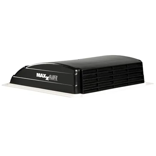 MAXXAIR Dachlüfter Mini Vent Deluxe 1000303, Haubendachlüfter, 40x40cm Einbaumaß, Schwarz, 12V, mit LED-Beleuchtung und Regenschutz, Geräuscharm