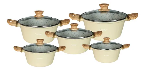 Cheffinger Topf-Set Kochtopf Kasserolle Topf Set 10-tlg Glasdeckel Induktion Cheffinger, Material: Aluminium, Glas, Induktion