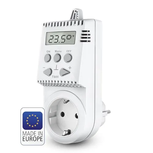 ELEKTROBOCK TS05 Steckdosenthermostat – Thermostat Steckdose & Temperaturregler 230V für Infrarotheizung, Heizlüfter & Elektroheizung – Temperaturregler mit Frostwächter – Einfache Bedienung