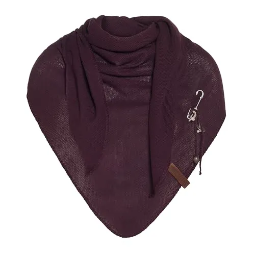 KNIT FACTORY - Lola Dreieckstuch - Fein Gestrickter Damen Schal - Tuch Schal - Für Frühling und Sommer - Baumwollmix - Aubergine - 190x85 cm