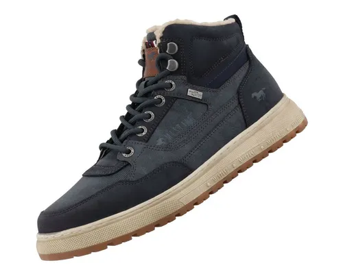 Mustang Shoes 15M0111002 Stiefel blau 44 EU - Stylische Navy Stiefel in Größe 44 aus atmungsaktivem Lederimitat, gefüttert mit Kunstfell für Komfort und Wärme. Ideal für lässige Outfits.
