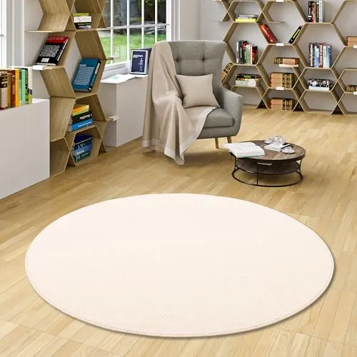 Berber Natur Teppich Wolle Weiss Rund - 7 Größen verfügbar - Teppiche aus 100% Schurwolle, maschinengetuftet mit einem weichen Vliesrücken, perfekt für ein gemütliches Zuhause.