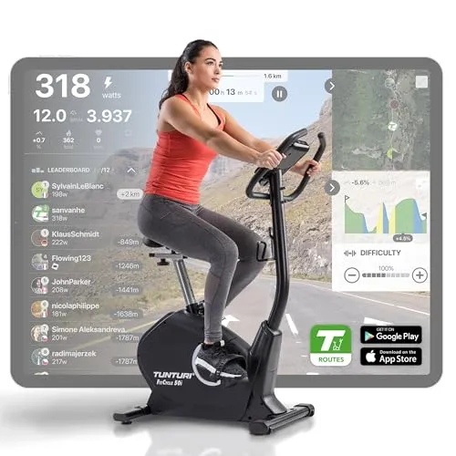 Tunturi FitCycle 50i Ergometer mit LCD-Monitor - Fahrradergometer für interaktives Training zuhause mit 32 Widerstandsstufen und App-Steuerung – ideal für Fitnessziele und bequemes Hometraining.