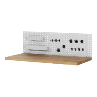 Rau Lochplatte für Werkbankmontage mit Hakenset 1500x15x450mm - Zubehör Lochplatten mit Halterungen zur Werkbankmontage und 12-teiligem Hakenset für vielseitige Aufbewahrungslösungen. Qualitätsgarantie: 5 Jahre, Made in Germany.