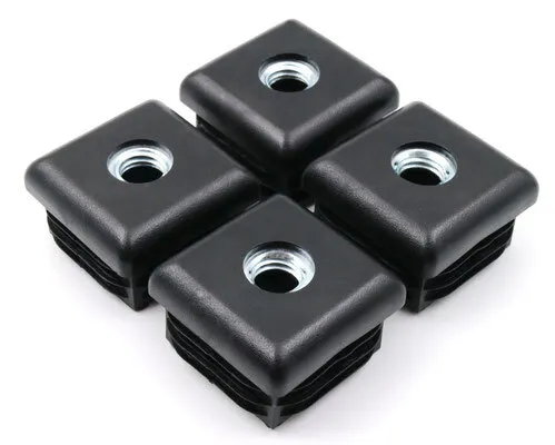 Design61 4X Gewindestopfen Vierkantrohrstopfen 40x40 mm 1-2 mm M10 Innengewinde