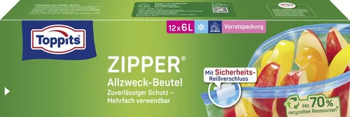 Toppits Zipper® Vorratspack XL Allzweck-Beutel in weiß von TOPPITS