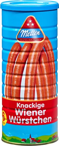 Metten dicke Sauerländer Wiener Würstchen 330g - Fleisch- & Geflügelkonserven, herzhaft im Geschmack und ideal für schnelle Hauptmahlzeiten, direkt aus Deutschland.