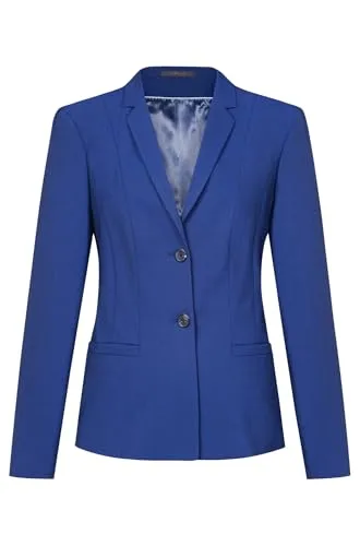 GREIFF Blusenblazer Damen PREMIUM Corporate Blazer Italian Blue 52 - Eleganter Damen Business-Blazer mit Reverskragen und 2-Knopf-Design. Der schmutz- und wasserabweisende Schurwollmix sorgt für hohen Tragekomfort. Ideal für den professionellen Einsatz.