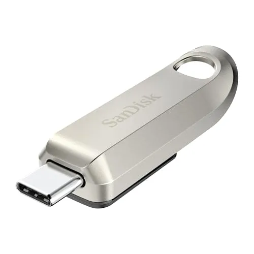 SanDisk Ultra Luxe USB-Type-C-Laufwerk 64 GB (USB-Type-C-Flash-Laufwerk, USB-3.2-Gen-1, Metalldesign, 300 MB/s Lesen, Schlüsselbundöse) Silber