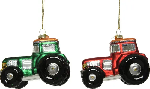 Christbaumschmuck Traktor Glas 9.5cm, 1 Stück sortiert