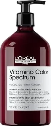 L'Oréal Professionnel Série Expert Vitamino Color Spectrum Conditioner 750 ml - Conditioner für coloriertes Haar mit Glass Hair Effekt, der Farbbrillanz und Lebendigkeit erhält. Angereichert mit Ferulasäure für ultimativen Glanz und tiefen Farbkontrast.