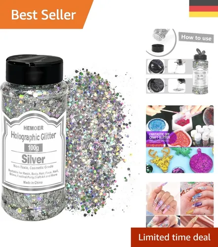 Chunky Glitter Silber 100g in silber von HEMOER