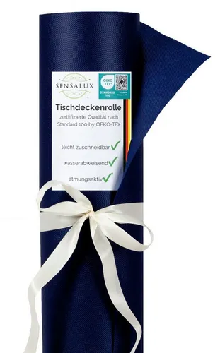 Sensalux Tischdecke Tischdeckenrolle Dunkelblau 0,99m x 25m - Hochwertige abwaschbare Tischdeckenrolle aus 100% recycelbarem Vlies, reißfest und strapazierfähig – ideal für Events und Feiern.