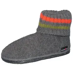 HAFLINGER Paul Hüttenschuhe - Unisex, Walkstoff aus reiner Wolle, Grau Anthrazit, 46 EU - Hausschuhe aus 100% Schurwolle für warme Füße und optimales Fußklima, rutschfest mit latexbeschichteter Filzsohle - perfekt für die ganze Familie!