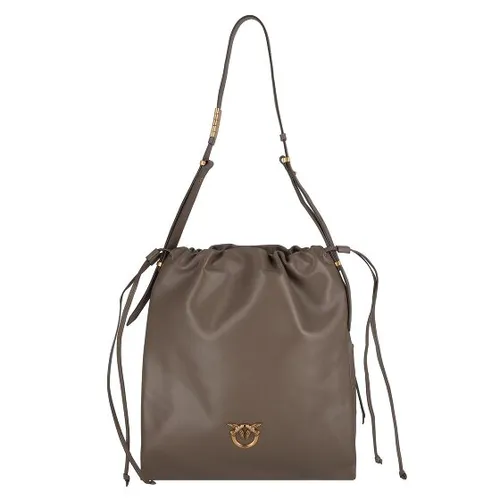 PINKO Slouchy Schultertasche aus Leder 31 cm grau - Stylische Damen-Handtasche aus hochwertigem Leder mit praktischem Zugband für optimale Organisation. Ideal für den Alltag, vielseitig tragbar – ob lässig crossbody oder elegant doppelt. Ein Must-Have für modebewusste Frauen!