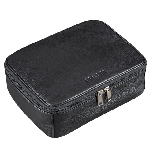 STILORD 'Lee' Waschtasche aus echtem Leder - Kulturtasche für Männer & Damen, aus 100% echtem Vintage Leder, mit praktischem Rundum-Reißverschluss für optimale Übersicht und sicheren Transport Ihrer Pflegeprodukte.