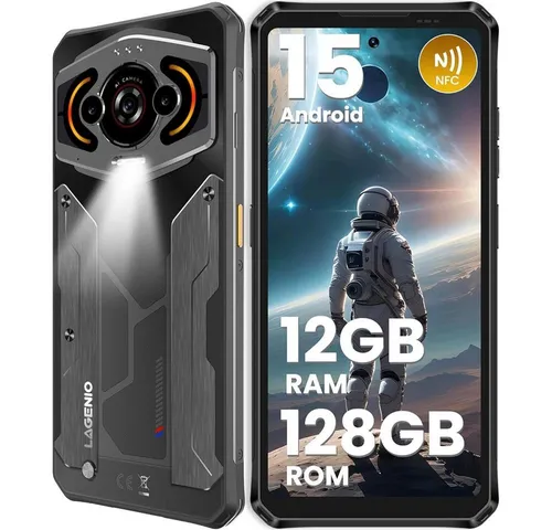 LAGENIO Panther 1 Outdoor Handy Kratzfest IP68 Wasserdicht Baustellenhandy OTG Smartphone (13 MP Kamera, IP68, Fallschutz, GPS OTG, 12+128GB, Taschenlampe, Dual SIM, robust)