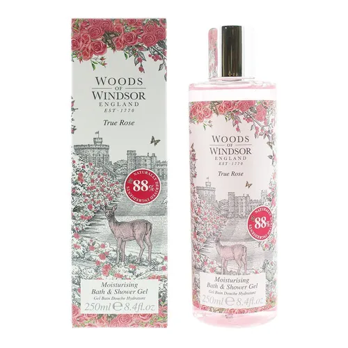 Woods Of Windsor True Rose Bath Shower Gel 250ml - Duschlotionen & Duschgels, erfrischendes Gel mit dem zarten Duft von True Rose, ideal für Frauen, für ein luxuriöses Duscherlebnis.