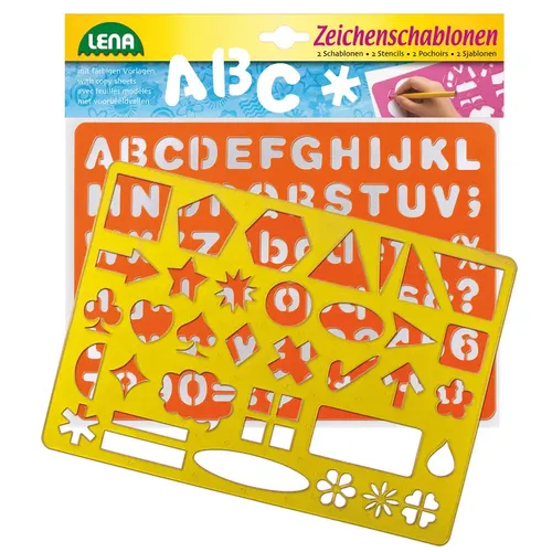 Produktbild LENA Zeichenschablone (ABC, Zahlen, Zeichen), ca. 26x19 cm, ab 3 Jahre