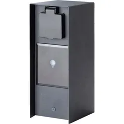 Novatool Gartensteckdose 1x Steckdosensäule 3-fach Anthrazit - Tisch- & Stuhl-Sets, wetterfeste Edelstahl-Steckdosensäule für den Garten, ideal für den Außenbereich und vielseitige Nutzung.