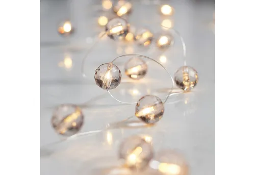 Lights4fun LED-Lichterkette 20er Micro Lichterkette Perlen warmweiß