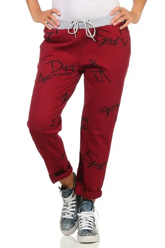 simaranda Jogginghose Damen Jogginghose Schrift 37 Bordo 36-40