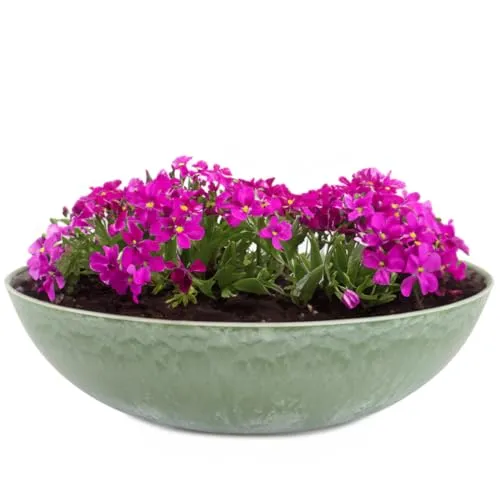 matches21 Pflanzschale für draußen - Vintage Dekoschale grün marmoriert als Blumentopf Pflanztopf - Schale in 20 x 7,5 cm als Garten Vogeltränke Balkon-Deko oder Friedhof Grabschale