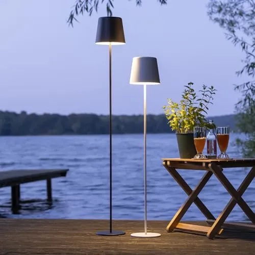 Lightbox LED Stehlampe für Innen & Außen - Kabellos & Mobil - Standleuchten & Deckenfluter - Wetterfeste, 129 cm hohe LED-Stehlampe mit USB-C Aufladung, dimmbar und ideal für Terrasse, Garten und Balkon.