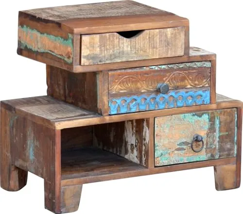 GURU SHOP Vintage Schubfach Schrank mit 3 Fächern