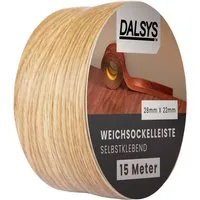 Dalsys Weichsockelleiste selbstklebend Eiche 15m - Sockelleisten für vielseitige Anwendungen: Selbstklebend für einfache Montage ohne Bohren, ideal für Wohnräume, Küche und Bad - flexibel zuschneidbar und schimmelresistent.