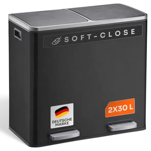 Mülleimer Treteimer Matty X L schwarz 2x30 Liter in schwarz von Gardissimo
