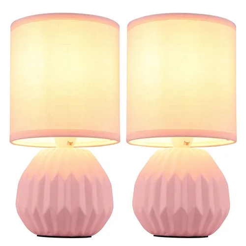 Tischlampe Pink Keramik 2er Set von Globo
