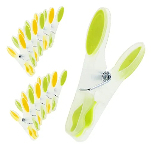 KADAX Wäscheklammern, Klammern aus robusten Kunststoff, Bunte Sockenklammern, Windfeste Klammern für Innen und Außenbereich (12 Stuck/Gelb-Grün)