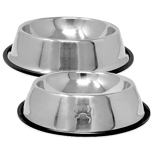 2X Edelstahl Hundenapf 750ml 26cm für Hunde und Katzen Napf Trinknapf Futternapf mit Gummirand (mit Pfoten)
