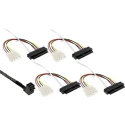 InLine® Mini SAS HD Kabel, SFF-8643 gewinkelt zu 4x SFF-8482 + Strom, 1m Kabel Interne SAS
