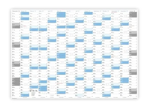 XXL Wandkalender DIN A0 2027 (blau2) große Tageskästchen (Kalender werden gerollt versendet)