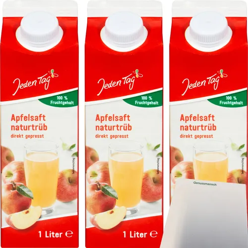 Jeden Tag Apfelsaft naturtrüb 3er Pack 3x1l Packung usy Block