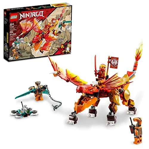 LEGO NINJAGO Kai’s Fire Dragon EVO 71762 - Bauen Sie den beeindruckenden Feuerdrachen aus LEGO NINJAGO, der mit goldener Rüstung aufgerüstet werden kann. Enthält 3 Minifiguren für spannende Abenteuer und kreative Spielmöglichkeiten.