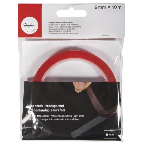 Doppelklebeband extra stark, 9mm, transparent, Rolle 10m